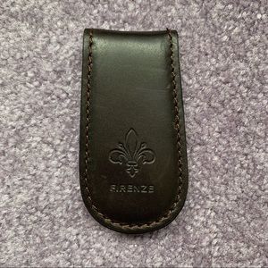 Unisex Dark Brown Leather Money Clip